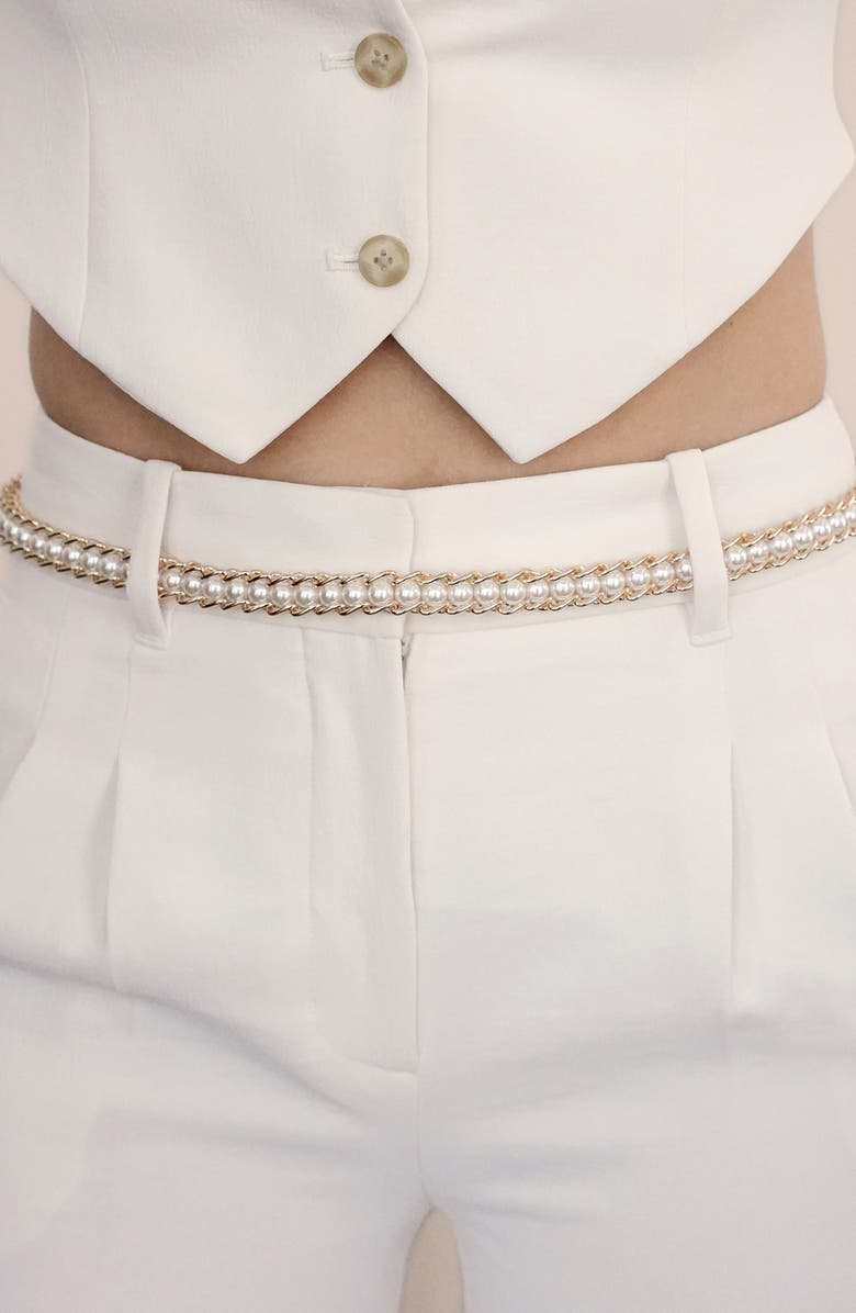 Ettika Imitation Pearl Chain Belt, Alternate, color, Gold