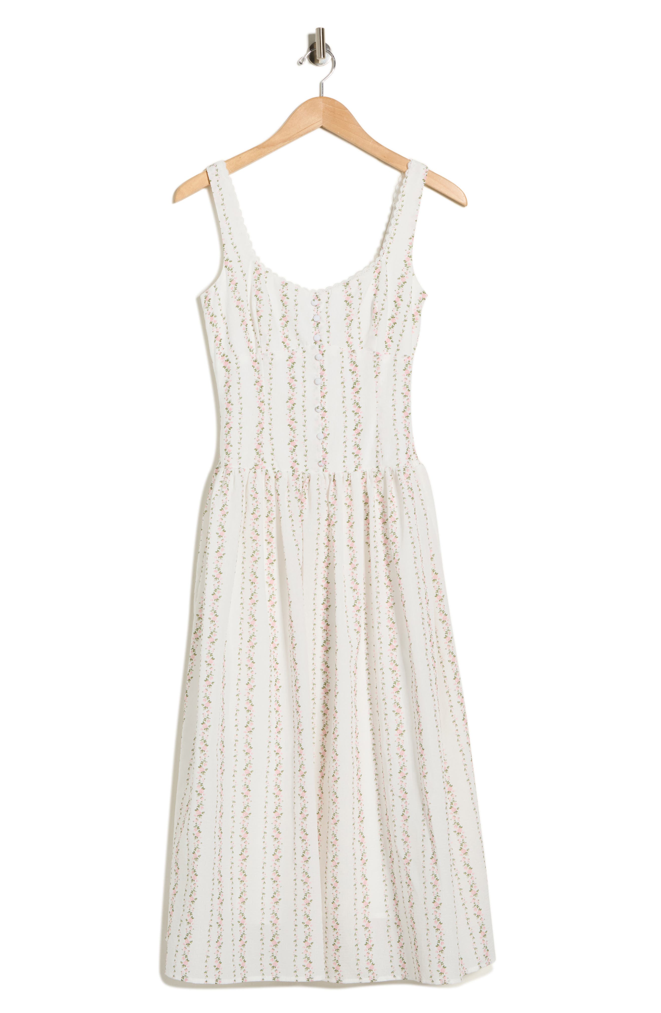 Lush Floral Button Detail Fit & Flare Midi Sundress