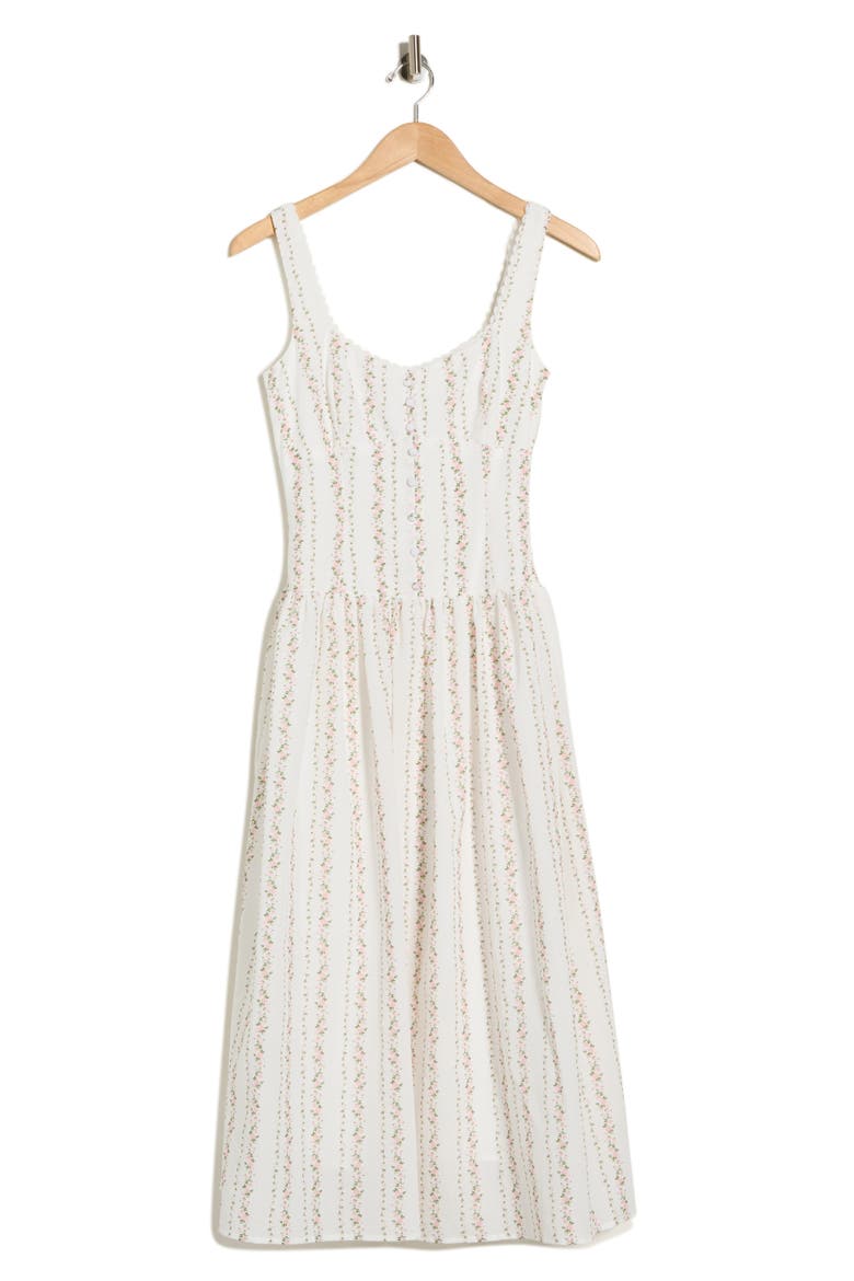 Floral Button Detail Fit & Flare Midi Sundress, Alternate, color, PINK FLORAL