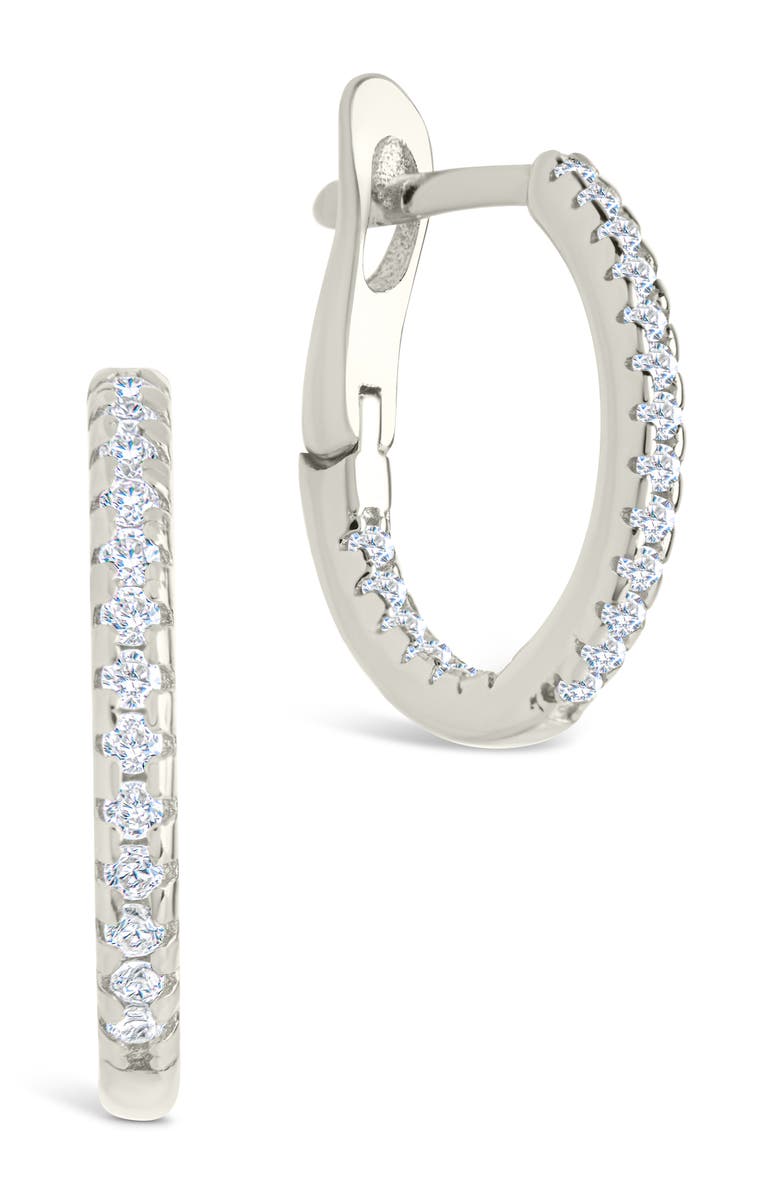 Sterling Forever Lilia Cubic Zirconia Infinity Huggie Hoop Earrings, Main, color, Silver