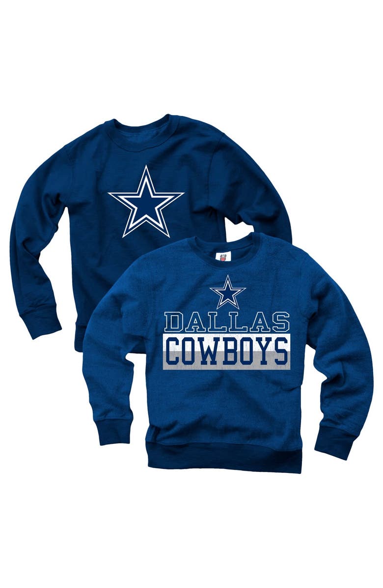 Wes & Willy Youth Wes & Willy Navy Dallas Cowboys Reversible Fleece Pullover Sweatshirt, Main, color, Navy