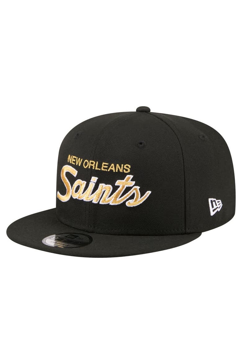 Men's New Era  Black New Orleans Saints Core Team Script 9FIFTY Snapback Hat, Main, color, Black