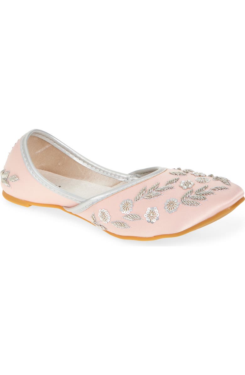 FUCHSIA Amira Floral Embroidered Jutti Flat, Main, color, Rosegold