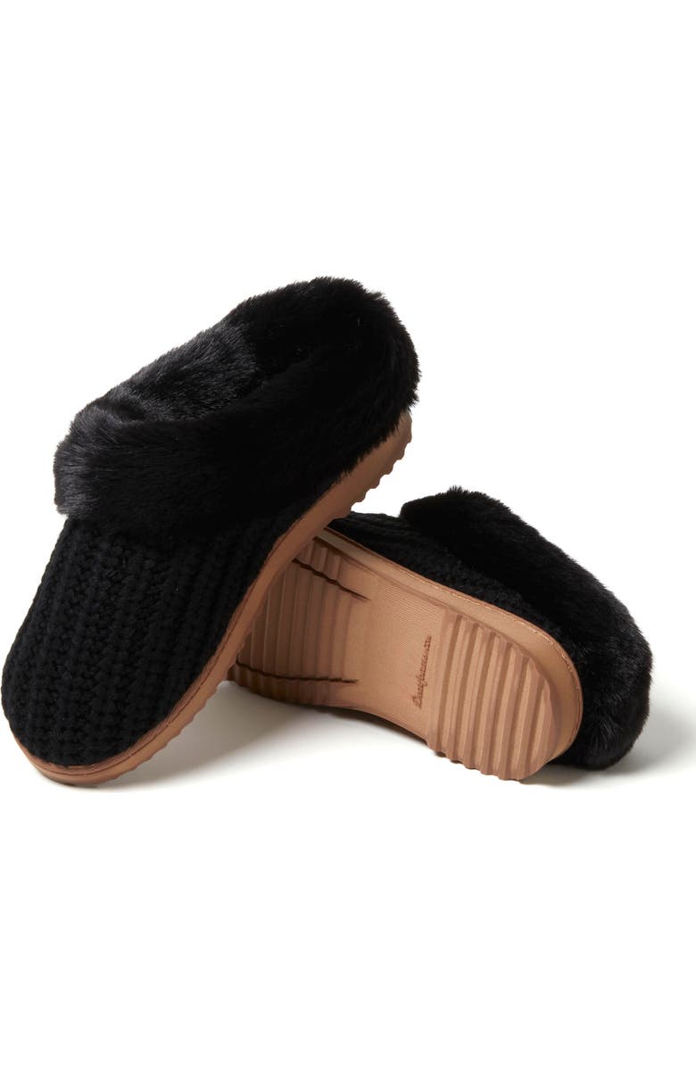 DEARFOAMS Hannah Festive Knit Clog Slipper, Alternate, color, Black Solid