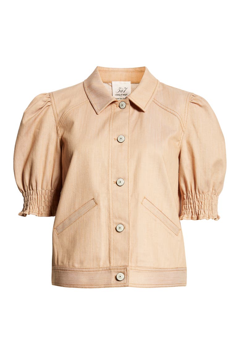 Roselyn Short Sleeve Denim Jacket, Alternate, color, SAHARA