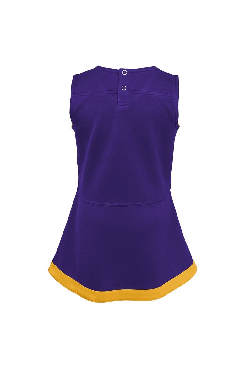 Girls Preschool Purple LSU Tigers Two-Piece Cheer Captain Jumper Dress & Bloomers Set, Alternate, color, Purple