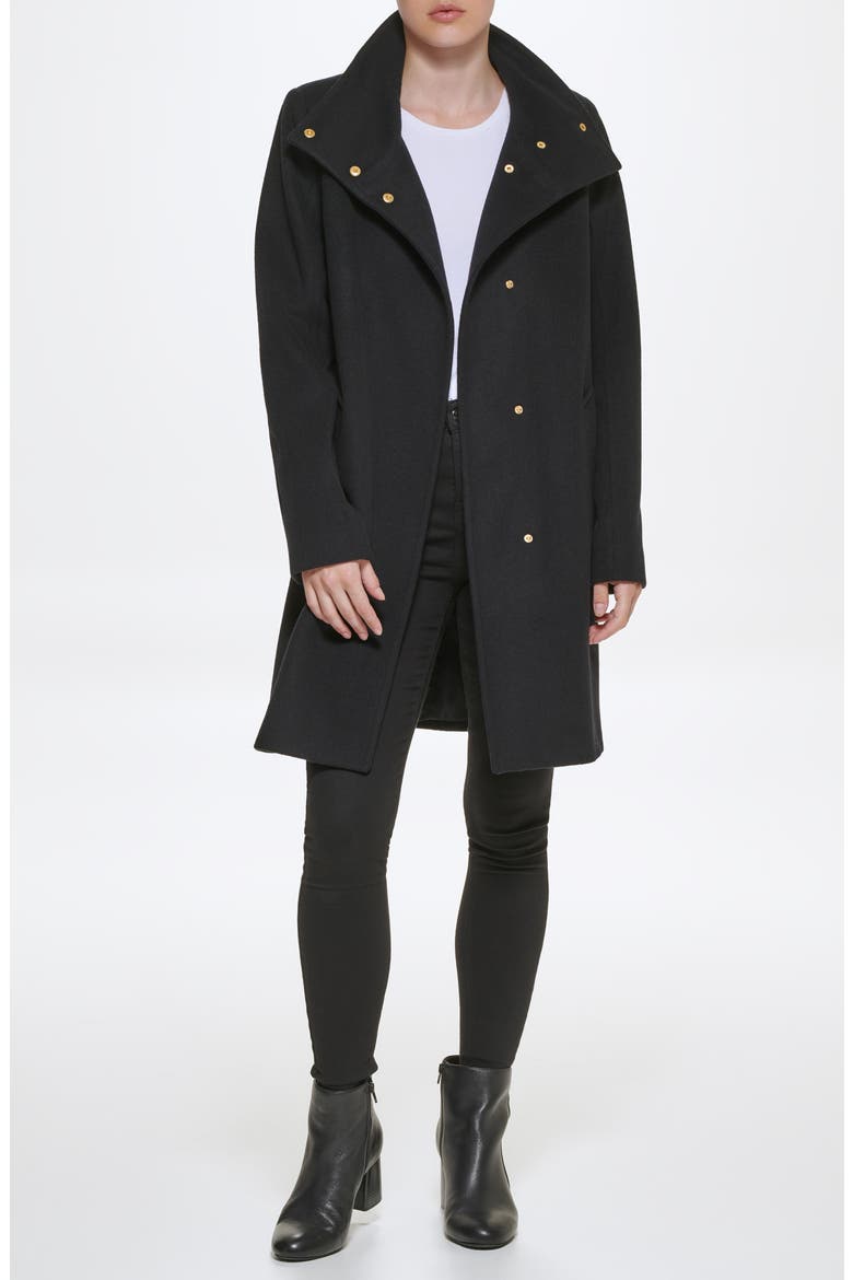 Stand Collar Coat, Alternate, color, BLACK