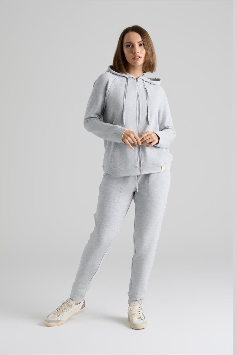 Evelyn Zip Up Hoodie, Alternate, color, Heather Gray