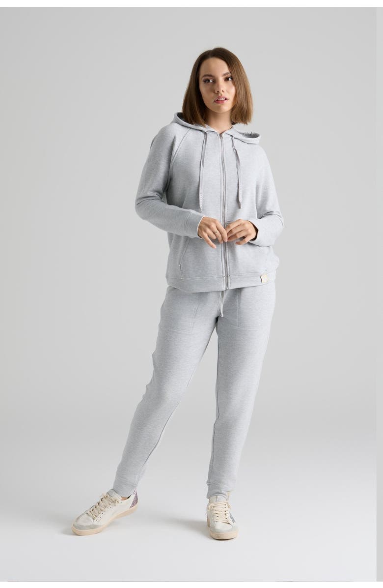 Le Fafo Evelyn Zip Up Hoodie, Alternate, color, Heather Gray