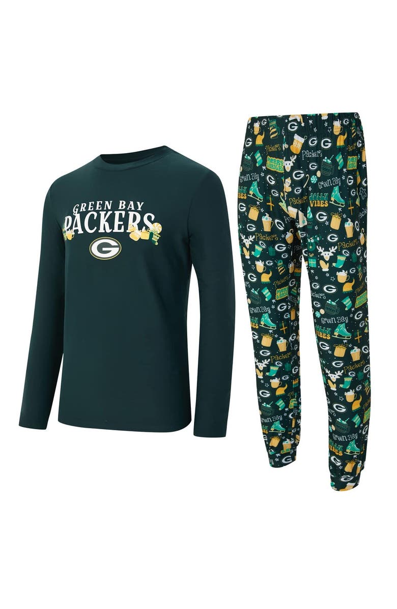 CONCEPTS SPORT Men's Concepts Sport Green Green Bay Packers Chestnut Long Sleeve Top & Pants Set, Main, color,