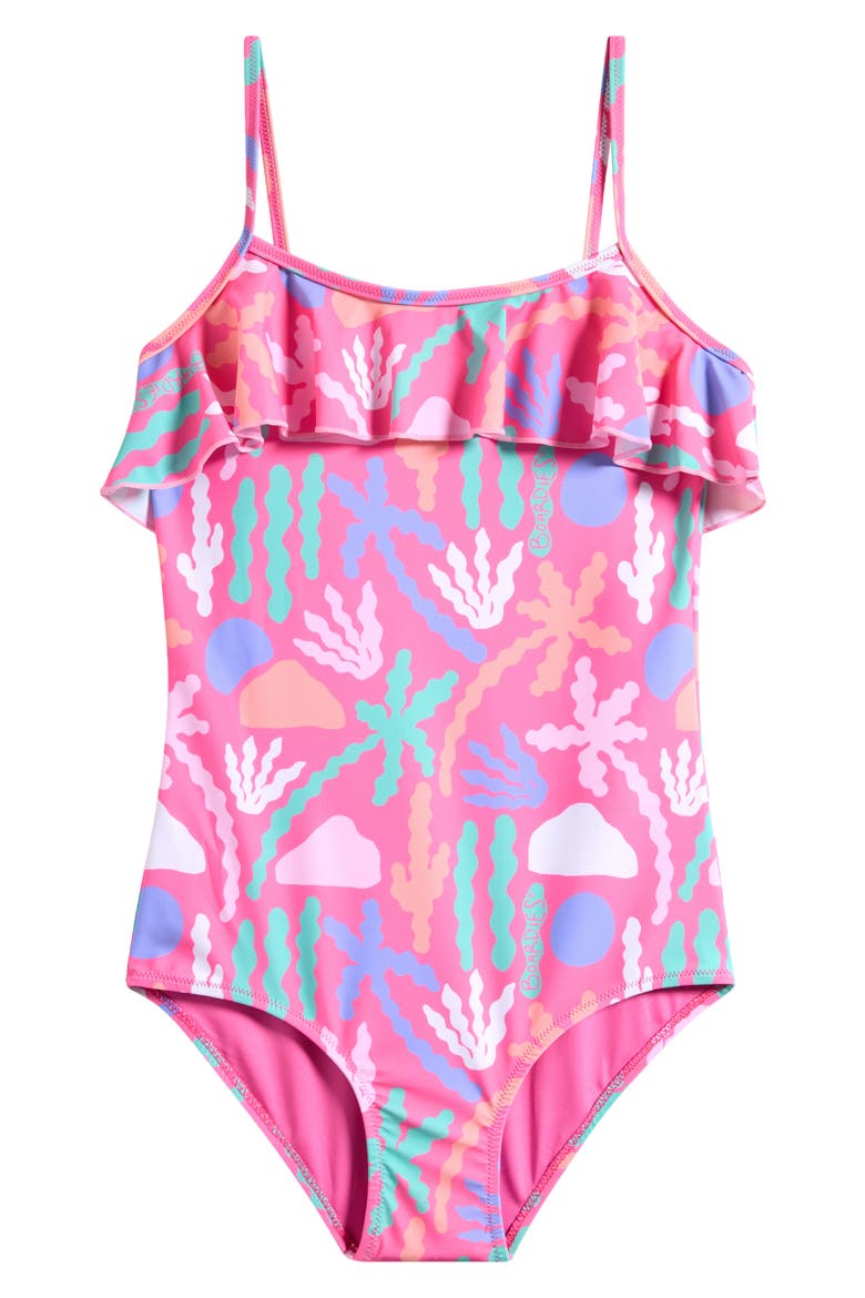 Kids' Palms Springs Ruffle One-Piece Swimsuit, Main, color, PINK