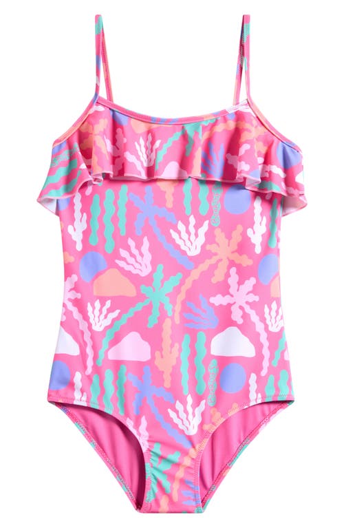 Boardies Kids' Palms Springs Ruffle One-piece Swimsuit In Pink