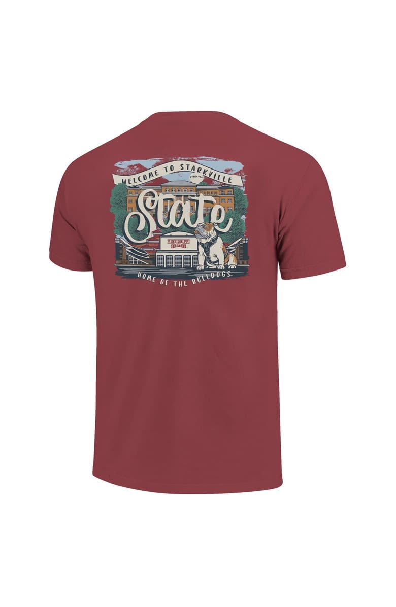 IMAGE ONE Women's Maroon Mississippi State Bulldogs Comfort Colors Campus Scene Drawing Script T-Shirt, Alternate, color, Maroon