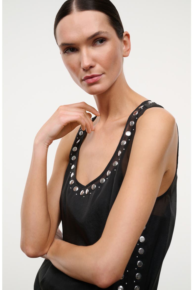 Cara Organza Stud Minidress, Alternate, color, BLACK