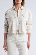 Daniel Rainn Embroidered Eyelet Scallop Crop Denim Jacket