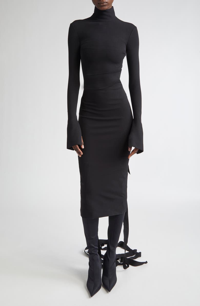Balenciaga Lace-Up Back Long Sleeve Jersey Dress, Main, color, 
