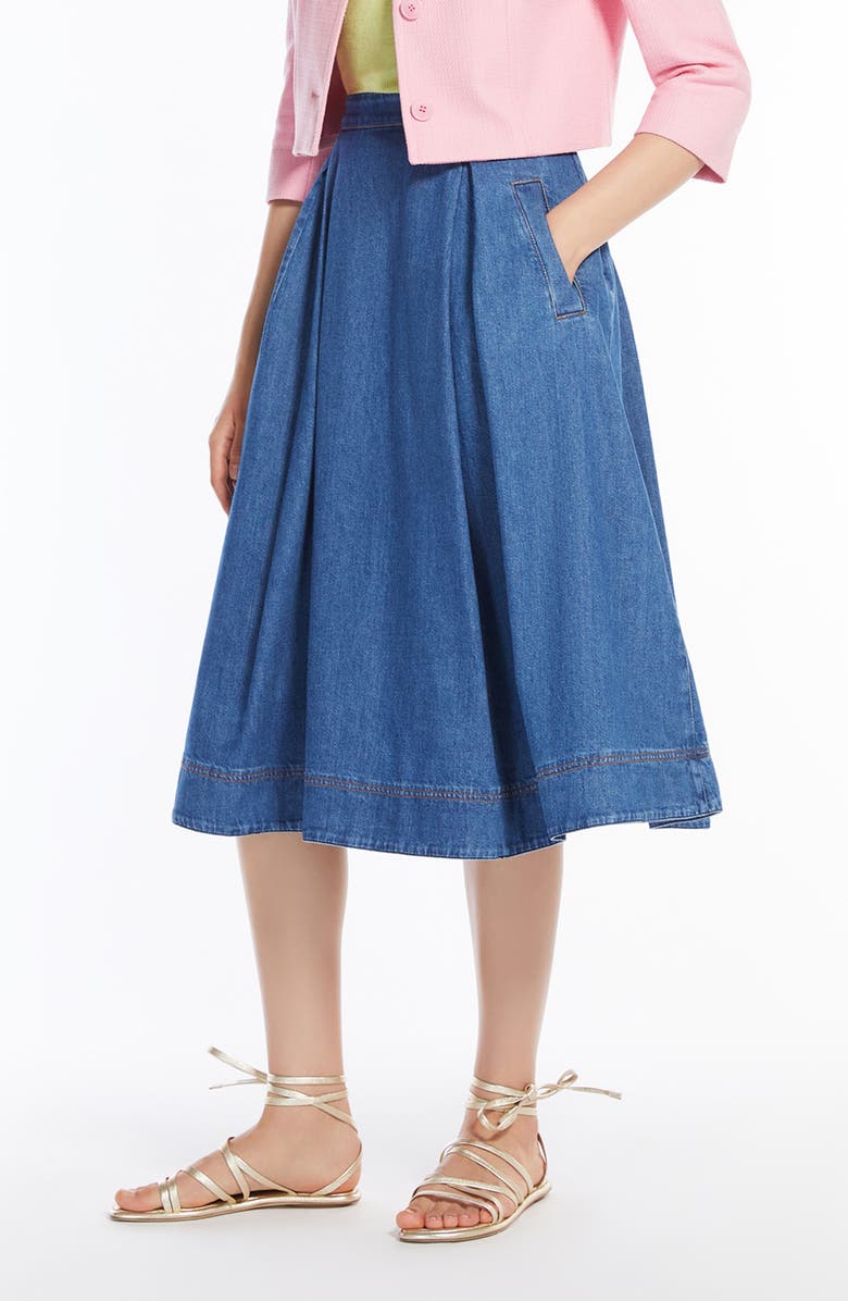 Weekend Max Mara Pleated Denim Skirt, Alternate, color, 