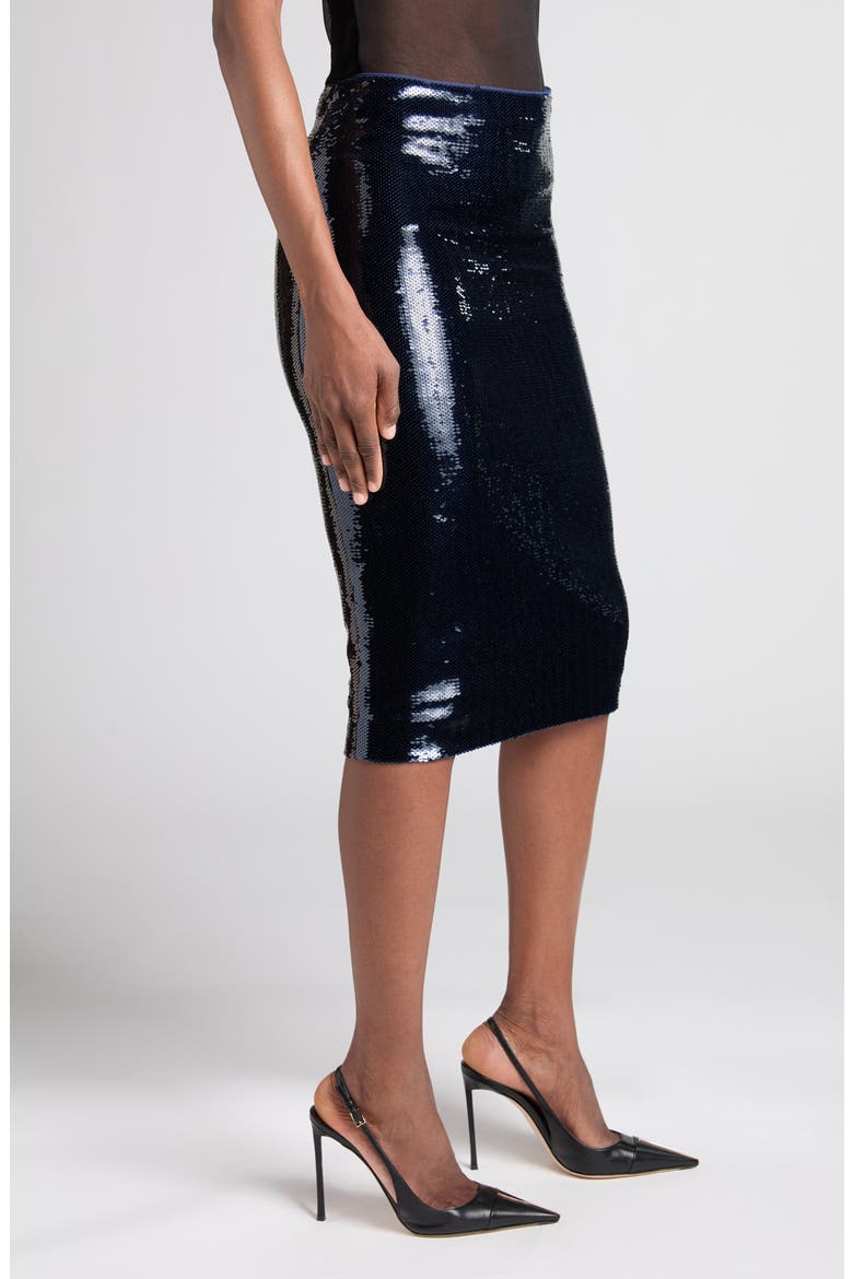 Sequin Pencil Skirt, Alternate, color, ROYAL BLUE/ BROWN