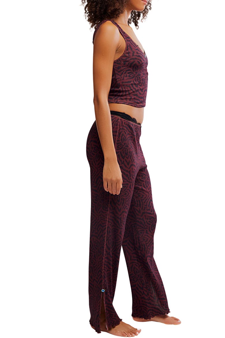 Intimately FP Fresh in Love Lounge Set, Alternate, color, BLACK/ BURGUNDY