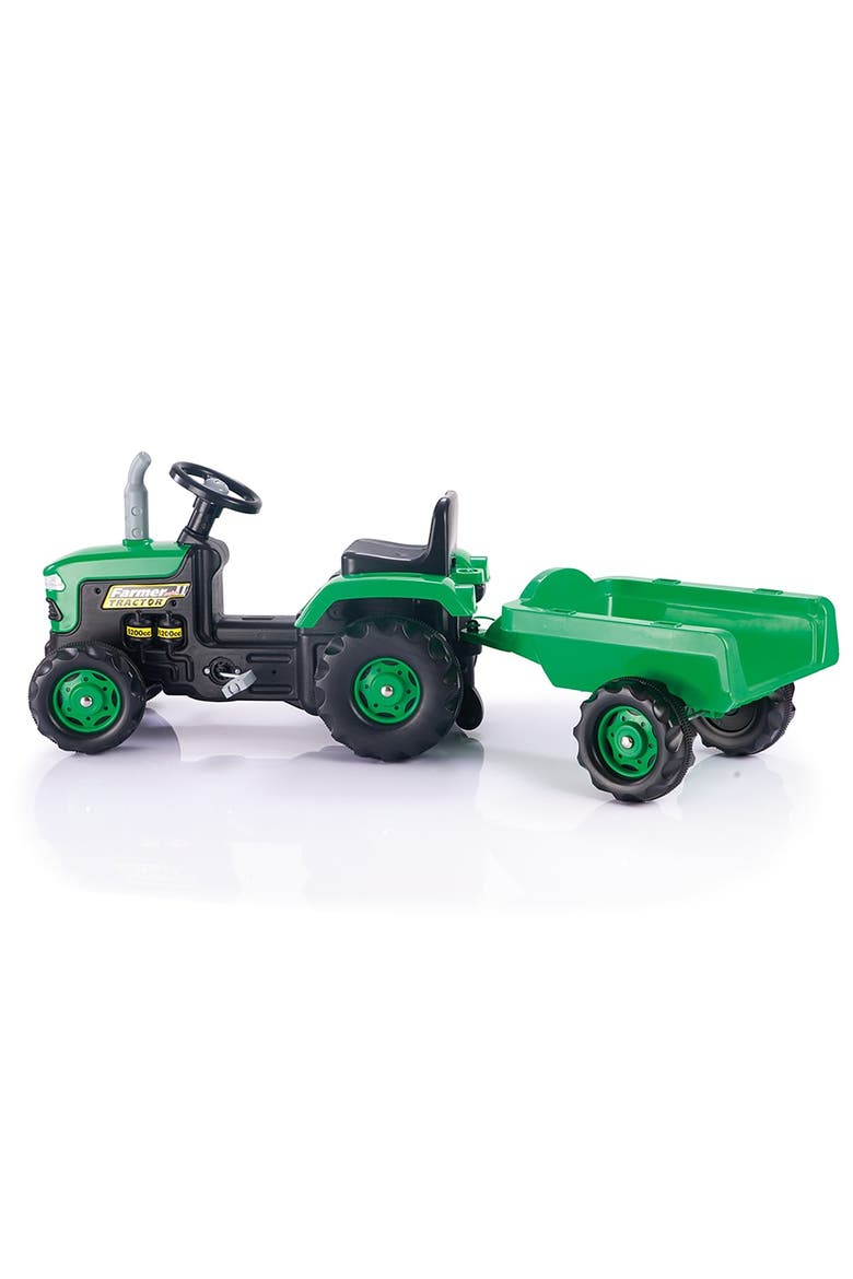 Pedal Operated Tractor W/Trailer Green Ages 3+, Alternate, color, Multicolored