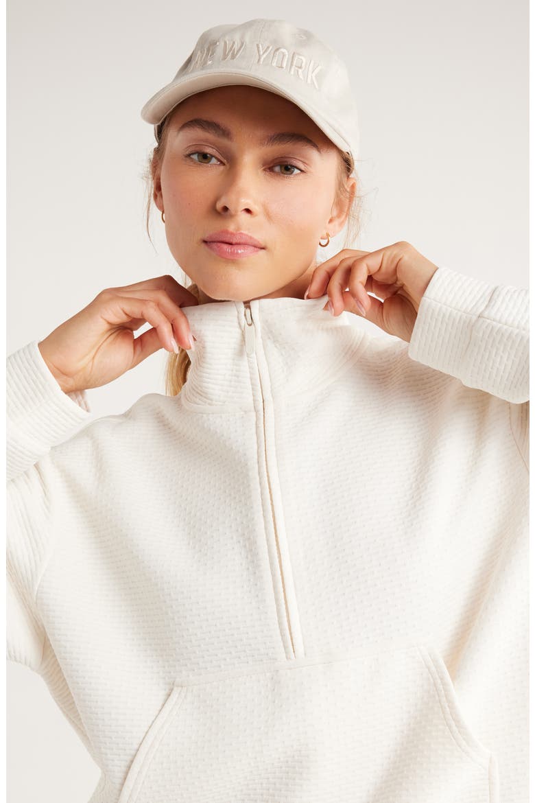Textured Half Zip Pullover, Alternate, color, IVORY EGRET