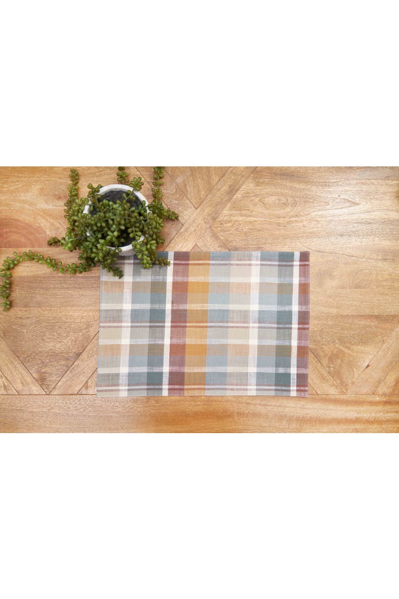 Aspen Plaid 100% Cotton Set of 6 Placemats 13" x 19", Alternate, color, Brown