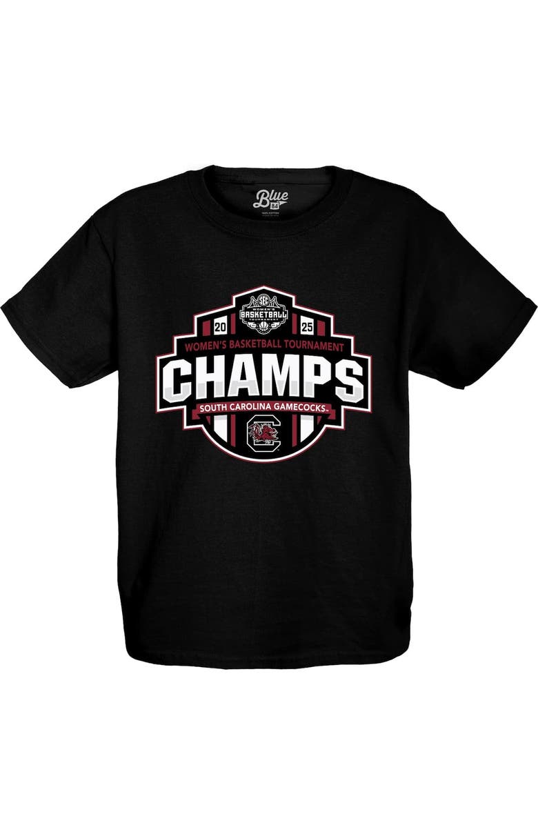 BLUE 84 Youth Blue 84 Black South Carolina Gamecocks 2025 SEC Women's Basketball Conference Tournament Champions Locker Room T-Shirt, Alternate, color, 