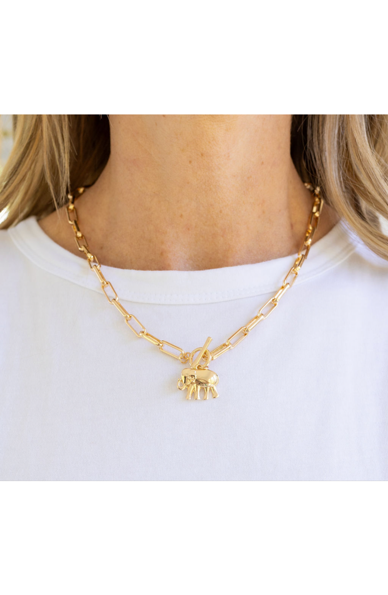 Erin McDermott Jewelry Lucky Elephant Toggle Necklace, Alternate, color, Gold