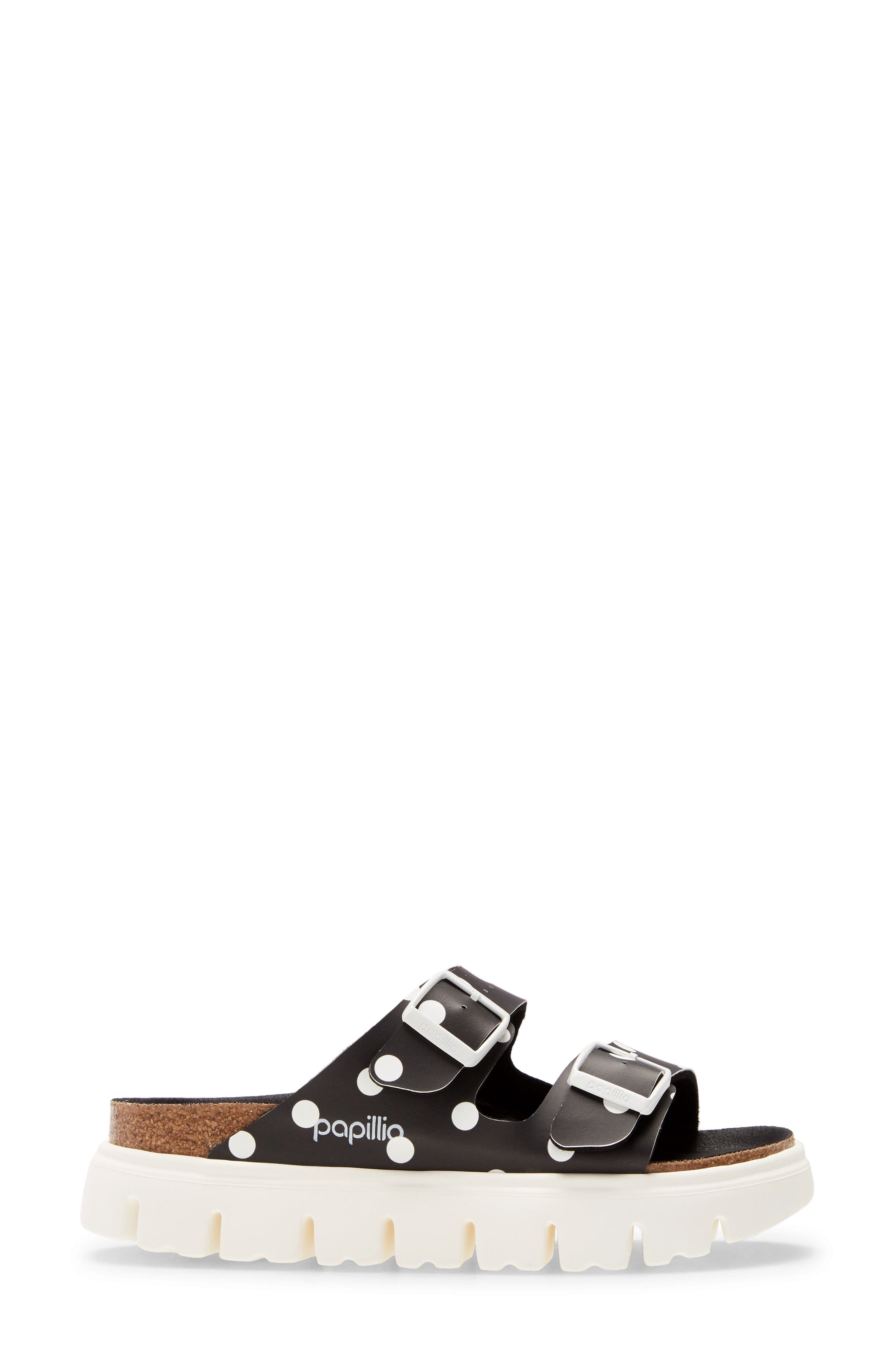 Papillio by Birkenstock Arizona Slide Sandal, Alternate, color, BLACK/ WHITE DOTS
