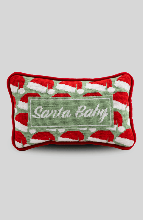 Santa Baby Mini Needlepoint Pillow
