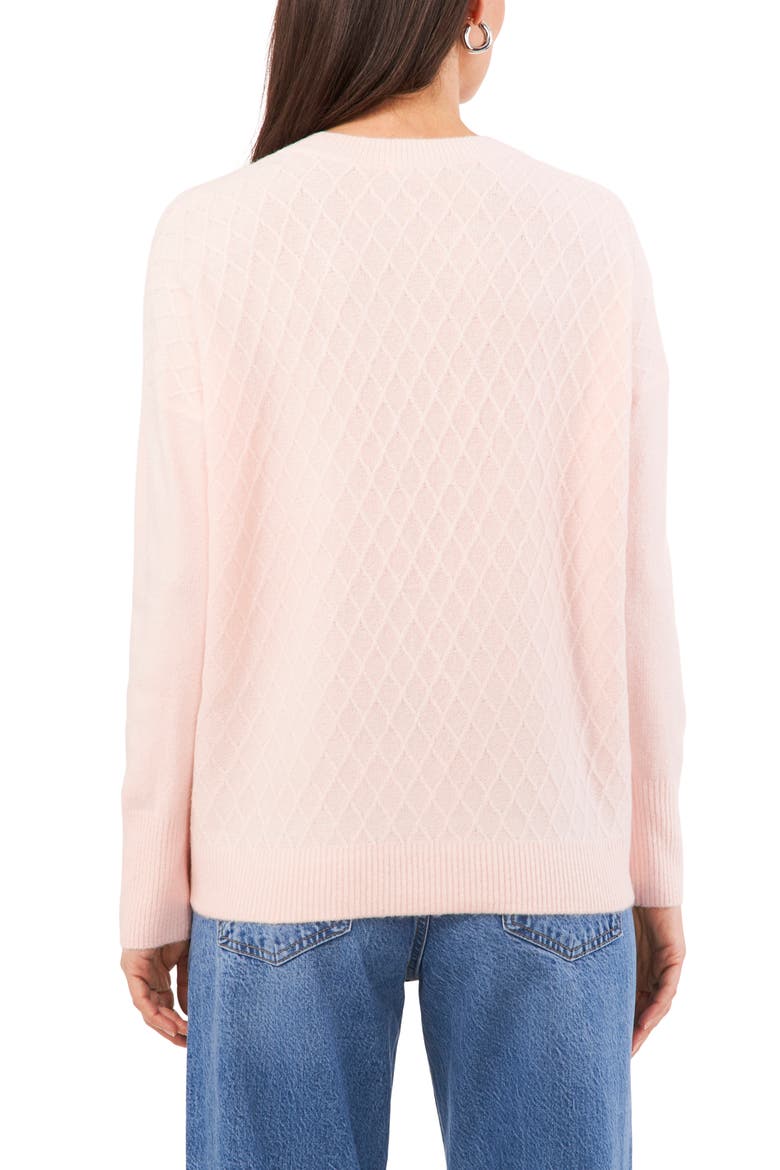 Lattice Pattern Crewneck Sweater, Alternate, color, BLUSHING BRIDE