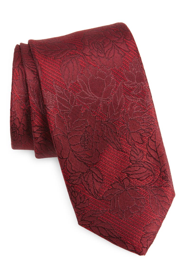 Gregor Floral Jacquard Silk Tie, Main, color, RED