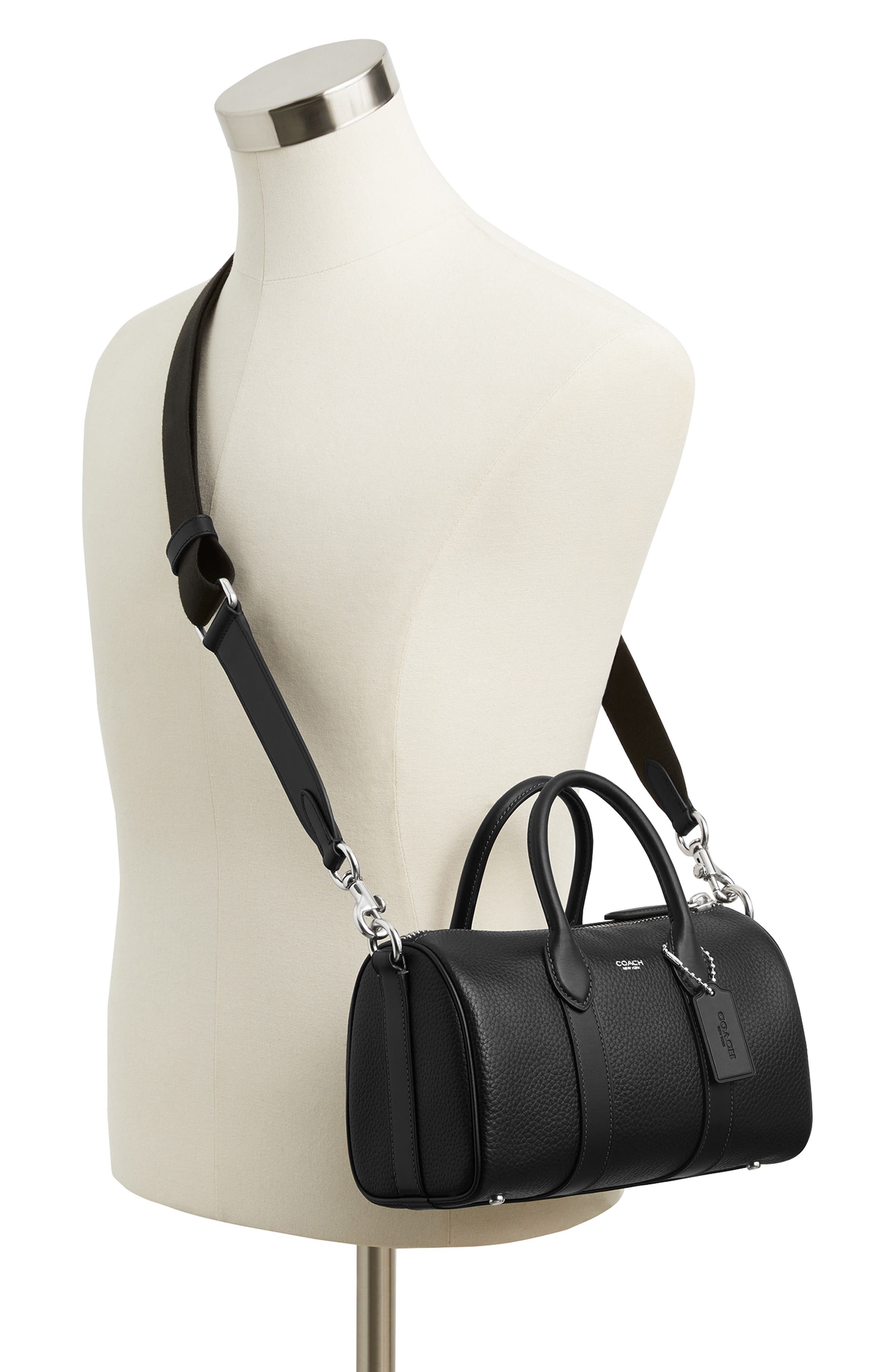 COACH Compass Signature 25 Leather Duffle Bag, Alternate, color, Black