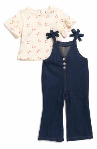7 For All Mankind Print T-Shirt & Denim Overalls Set