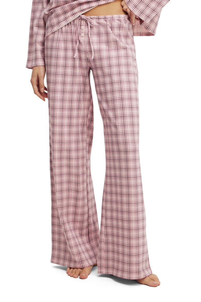 Women's Dreamy Soft Wide Leg Pant, Main, color, Isla Micro Check Pink Kiss