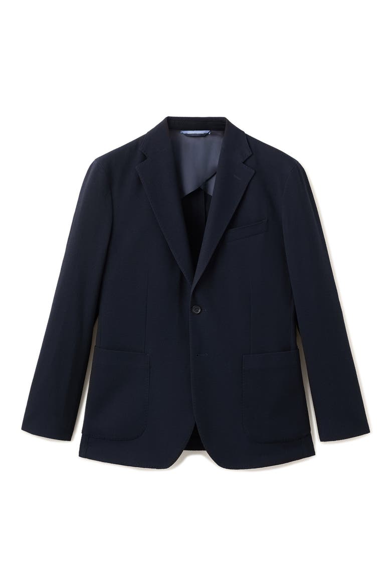 Slim Fit Plaid Wool Blend Blazer, Alternate, color, NAVY