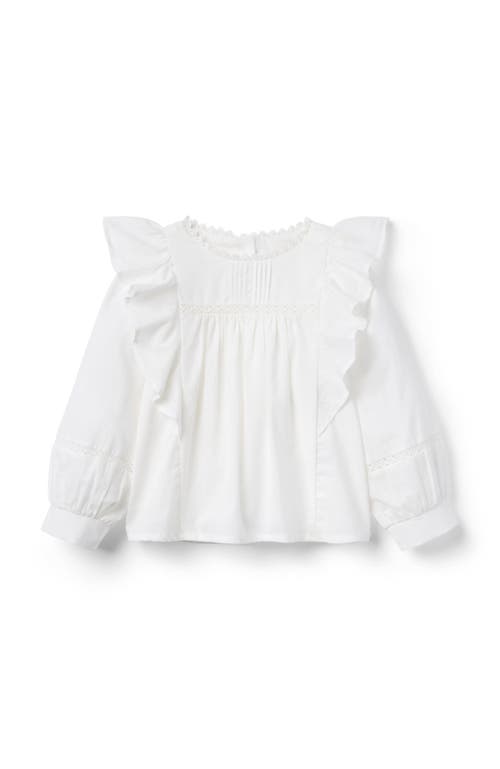 Janie And Jack Ruffle Pintuck Top In White