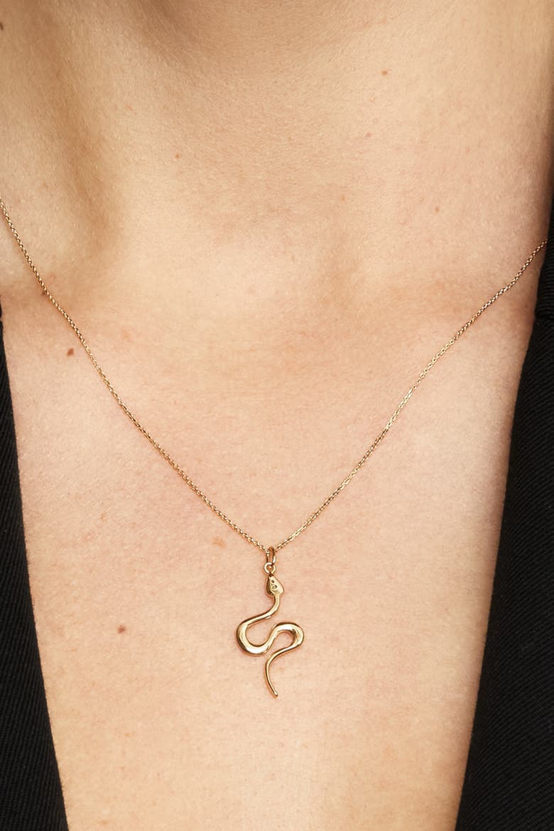14K Gold Snake Charmer Pendant Charm, Alternate, color, Yellow Gold