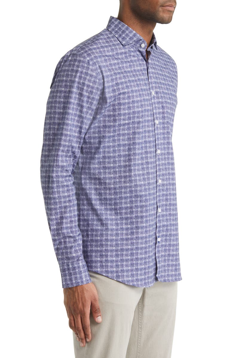 Brax Harold Check Hi Flex Stretch Cotton Button-Up Shirt, Alternate, color, Blue