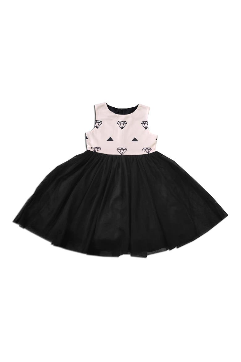 Kids' Diamond Tulle Party Dress, Main, color, PINK/BLACK