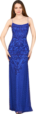 LARA New York Lace Up Open Back Beaded Dress