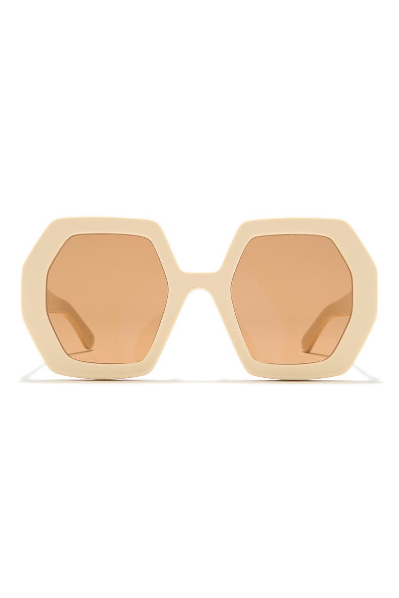 55mm Geometric Sunglasses, Main, color, IVORY