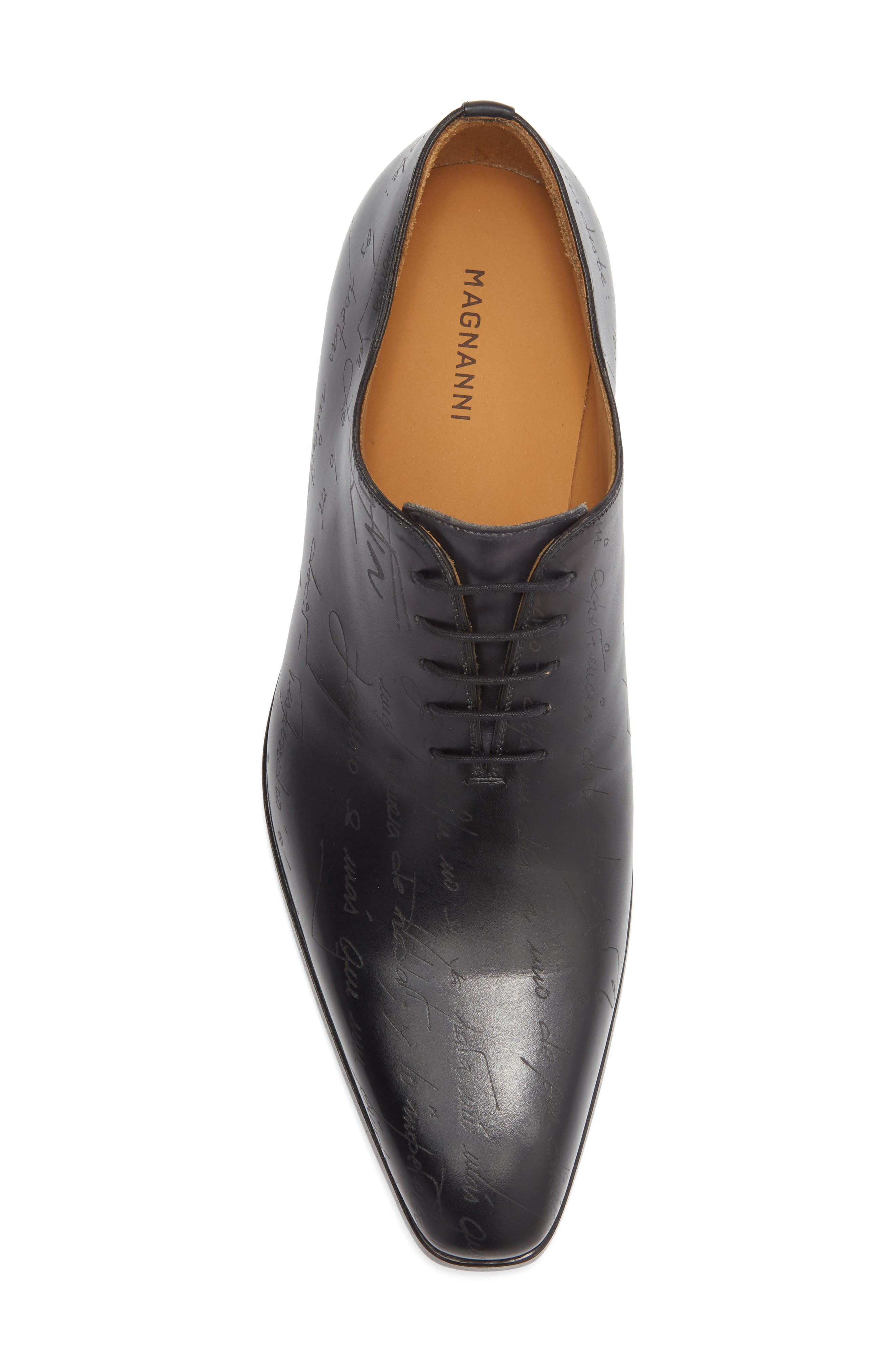 Magnanni Script Plain Toe Oxford, Alternate, color, Black