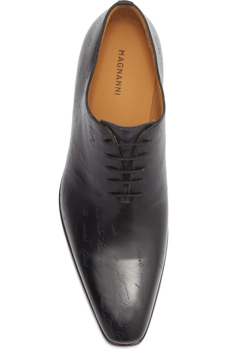 Magnanni Script Plain Toe Oxford, Alternate, color, Black