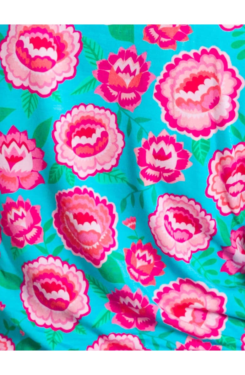 RuffleButts SoftSnooze Ruffle One Piece Footie Pajama, Alternate, color, Bright Blossoms