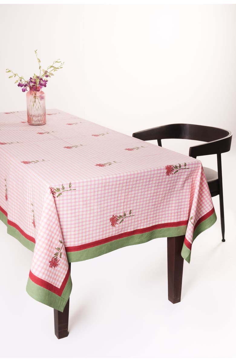 Inner Child Dahlia Gingham Tablecloth, Main, color, 60X90