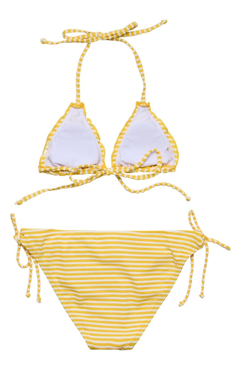 Snapper Rock Kids' Sunshine Stripe Triangle Two-Piece Swimsuit, Alternate, color, Yellow