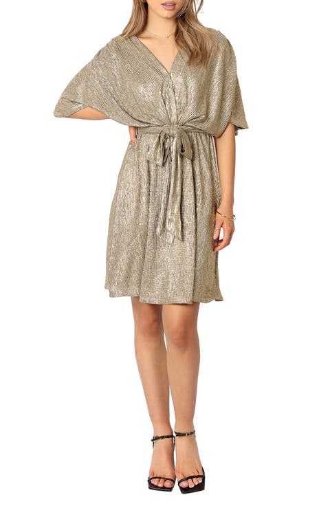 Vivid Crinkle Metallic Dress