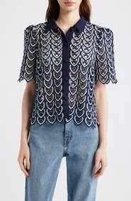 Milly Addison Sheer Lace Top