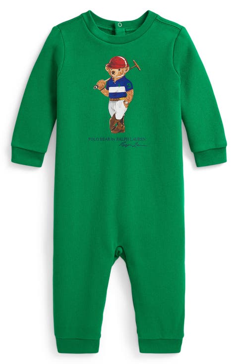 Polo Bear Long Sleeve Cotton Blend Jumpsuit (Baby)